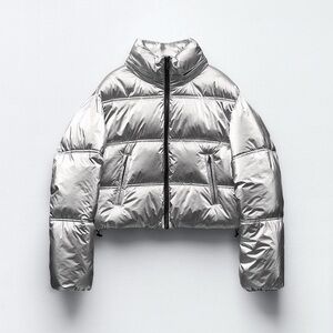 Zara Silver Puffer Jacket